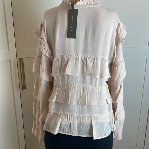Chic Pink/Cream Ruffle Blouse - Picture 3 of 4